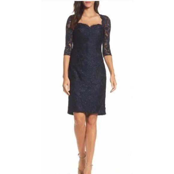 La Femme Dress Womens Size 8 Lace Cocktail Dress Mother of the Bride Blue NWT - Picture 1 of 7